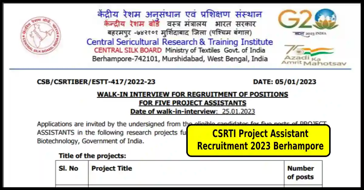Central Silk Board Recruitment 2023 Notification